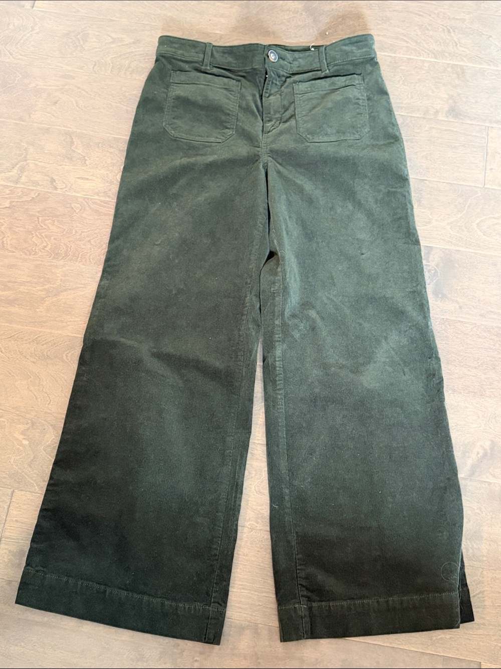 LOFT Dark Green Wide-Leg Corduroy Pants